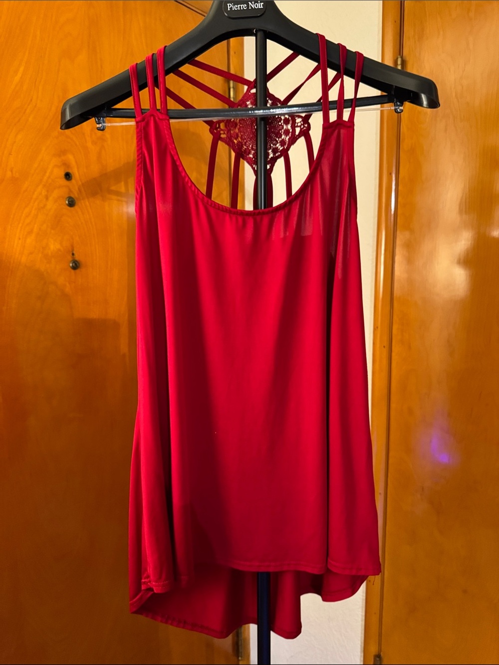 Red Strappy Lace-Back Camisole